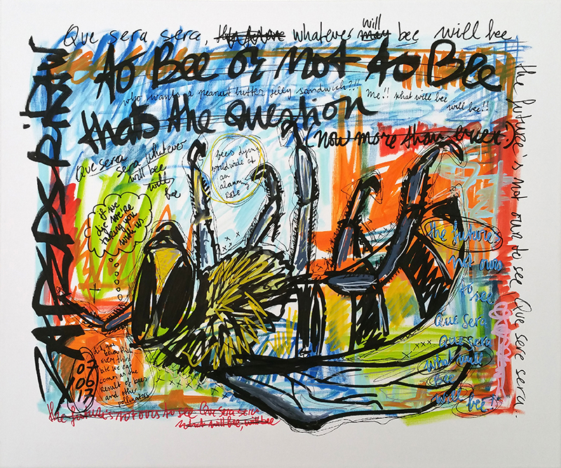 IISHOO Art Agency - Socially engaged original art under 250 on cotton canvas created with Paint Markers by Zapedski about bees dying worldwide at alarming rate