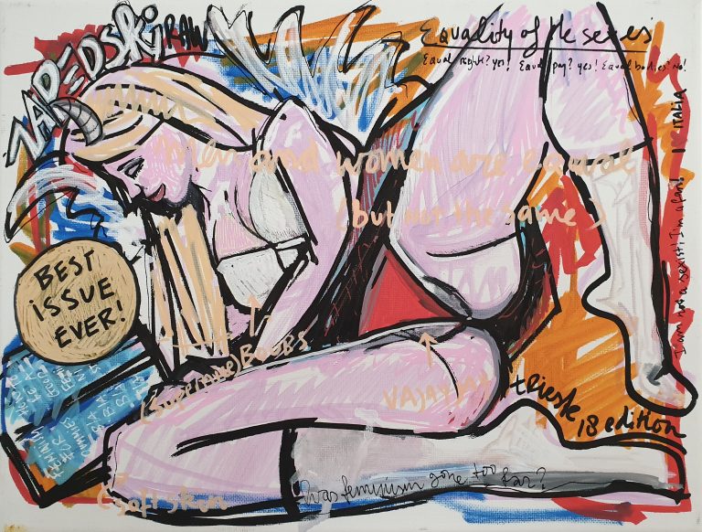 IISHOO Art Agency - Socially engaged original art under 250 on cotton canvas created with Paint Markers by Zapedski about Feminism