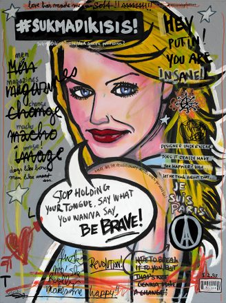 IISHOO Art Agency - Socially involved and inspirational original art under 500 on canvas created with mixed media by Zapedski about being brave