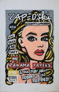 IISHOO Art Agency - Socially engaged original art under 100 on cotton canvas board created with paint markers by Zapedski about the panama papers