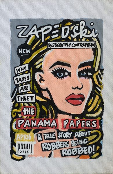 IISHOO Art Agency - Socially engaged original art under 100 on cotton canvas board created with paint markers by Zapedski about the panama papers