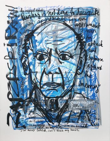 IISHOO Art Agency - Socially engaged original art under 250 on cotton canvas created with Paint Markers by Zapedski about Picasso